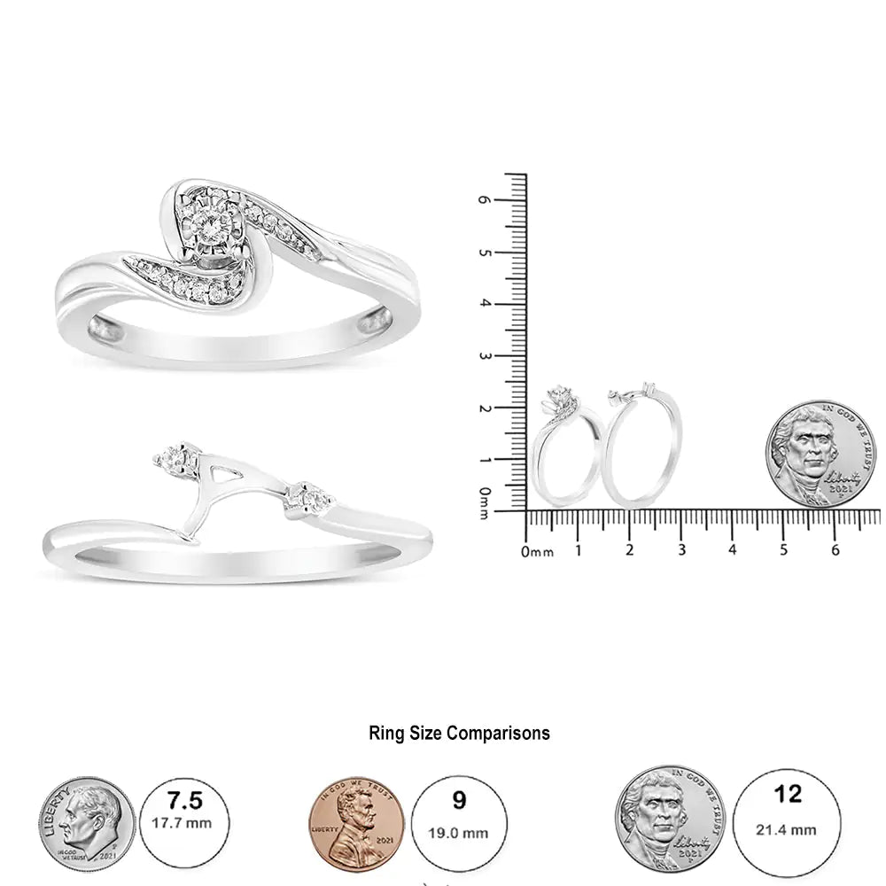 Diamond Swirl and Bypass Bridal Set Ring and Band