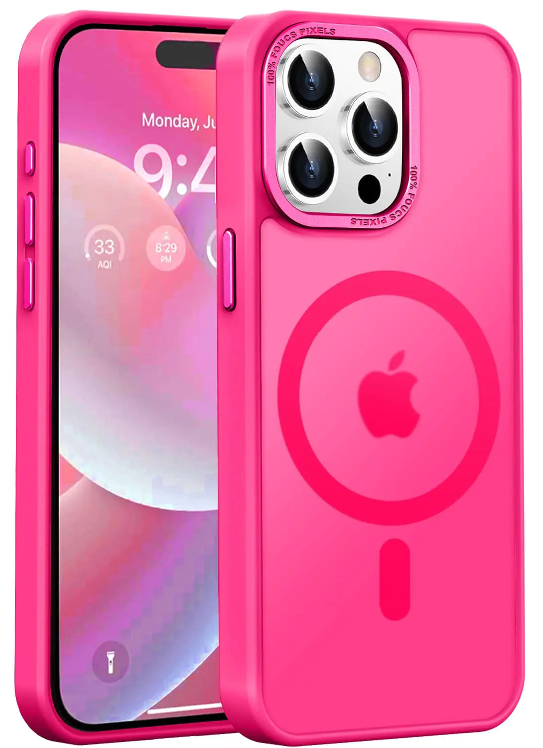 Magnetic for iPhone 15 Pro Max Case [Compatible with Magsafe] [Mil-Grade Protection], Pocket-Friendly, Slim Translucent Phone Case Cover for iPhone 15 Pro Max 6.7", Hot Pink